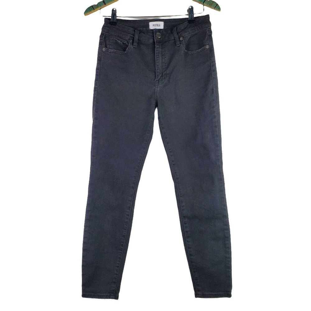 Pistola Women's Distressed Black Skinny/Ankle Jeans Sz 28